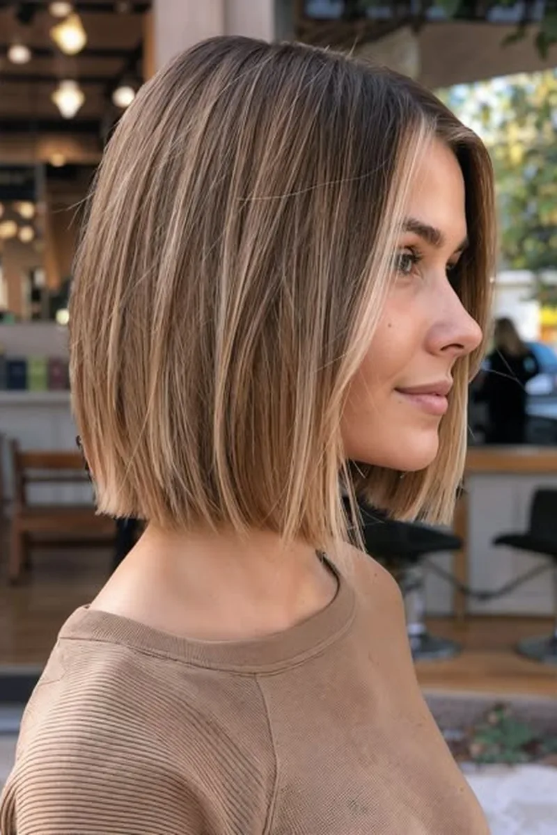 Blunt Bob with Honey-Beige Balayage