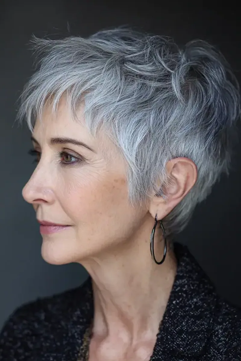 Salt-and-Pepper Tapered Pixie
