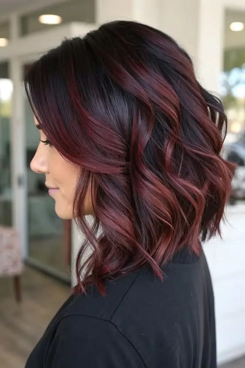 Cherry Cola Ribbons on a Textured Bob
