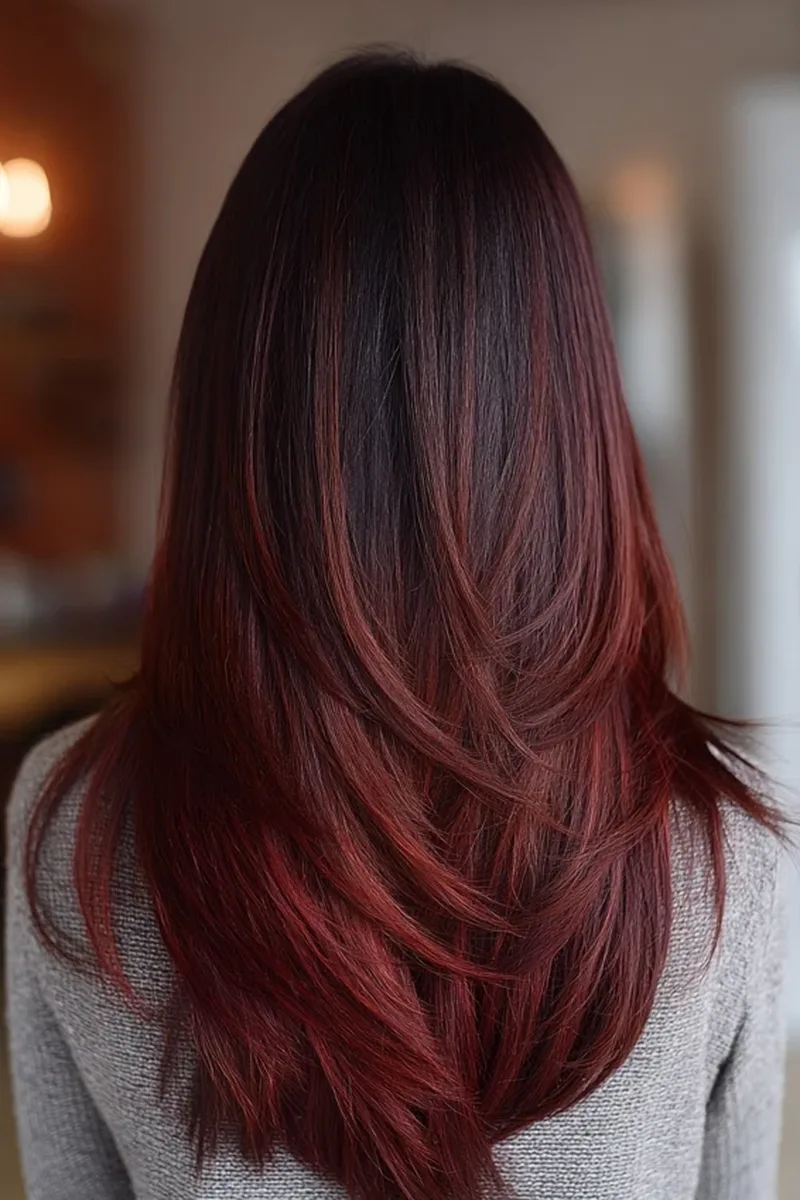Soft Cherry Cola Dimension on Straight Hair