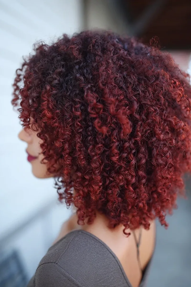 Curly Bob with Cherry Cola Threading