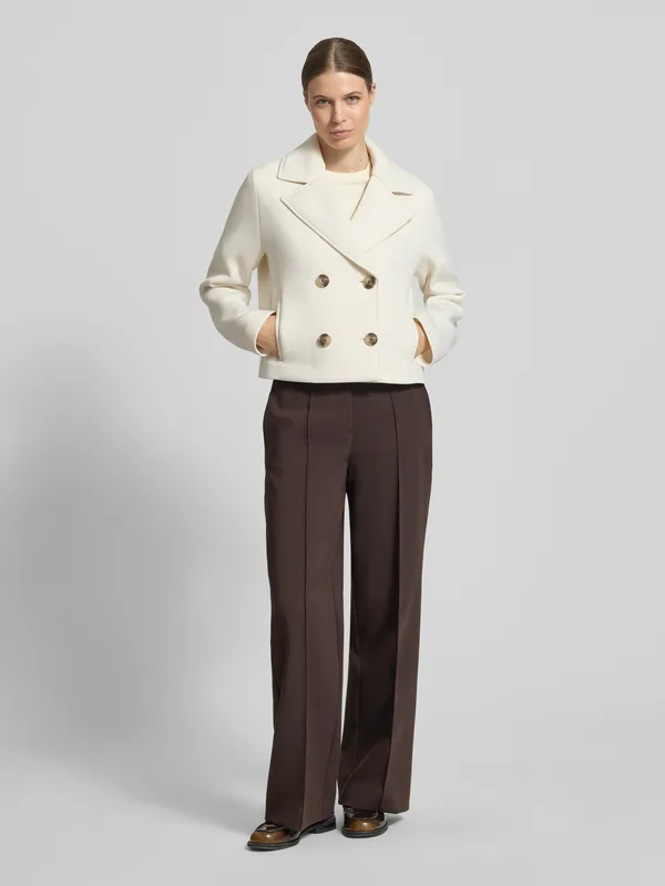Chocolate Brown Wide-Leg Trousers with a Cream Coat