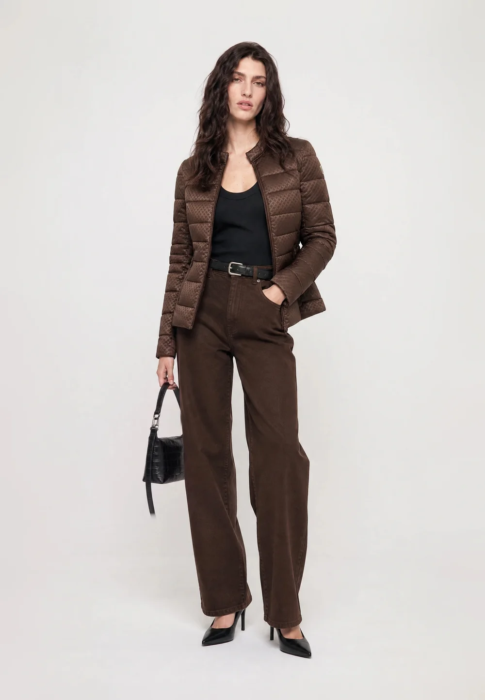 Chocolate Brown Corduroy Trousers with a Quilted Jacket