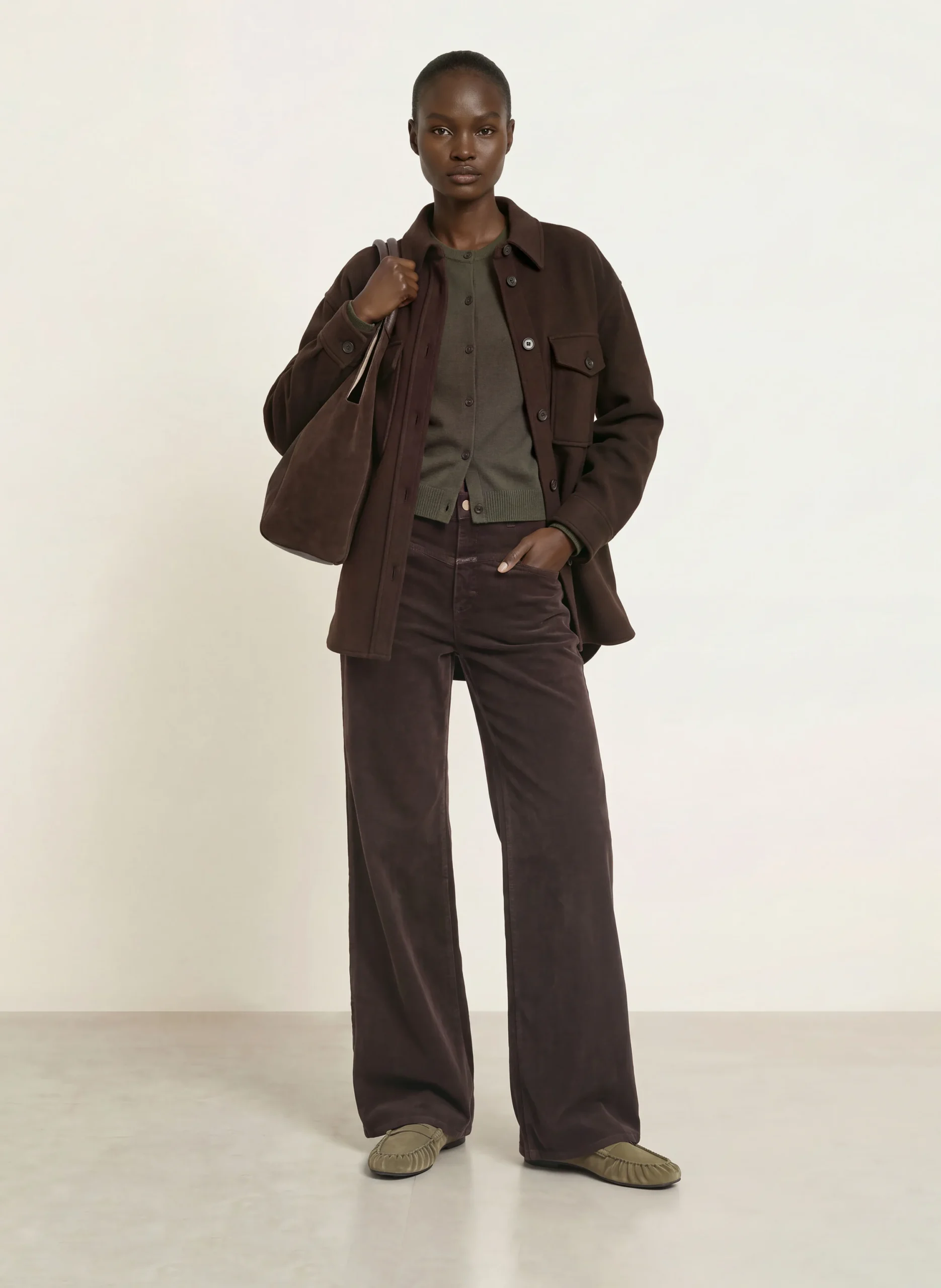 30 Chocolate Suede Jacket Outfits for Winter Outings That Are Chic, Warm and Elegant 17 Chocolate Suede Jacket with Corduroy Trousers