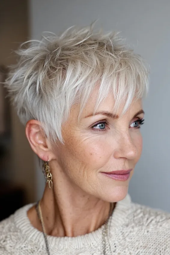 Spiky Blonde Pixie Shag with Piecey Crown