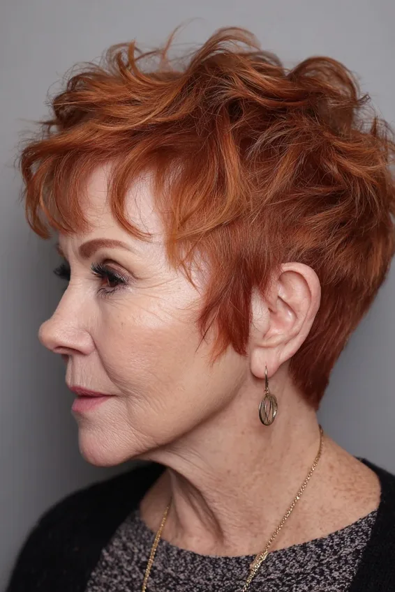 Ginger Spiky Shag Pixie with Cropped Layers