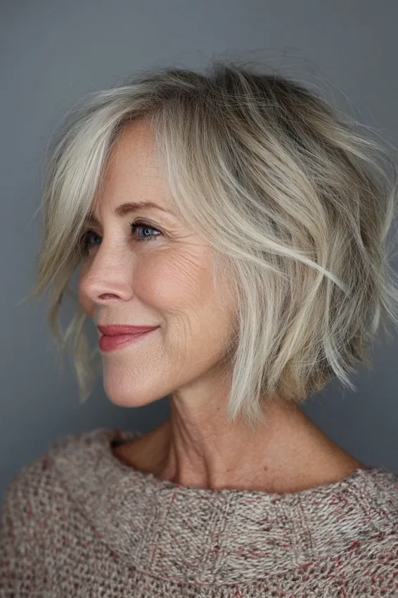 20 Bob Hairstyles for Women Over 60 That Look Polished and Feel Effortless 13 Textured Shag Bob