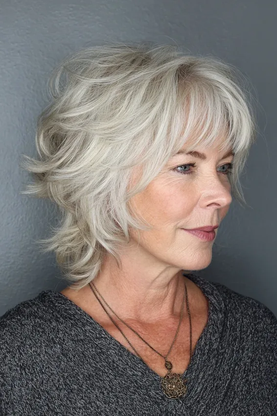20 Bob Hairstyles for Women Over 60 That Look Polished and Feel Effortless 18 Silver Bob With Feathered Layers