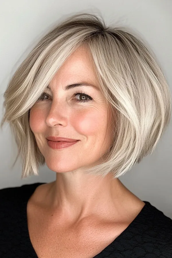 20 Bob Hairstyles for Women Over 60 That Look Polished and Feel Effortless 7 Icy Blonde Chin-Length Bob