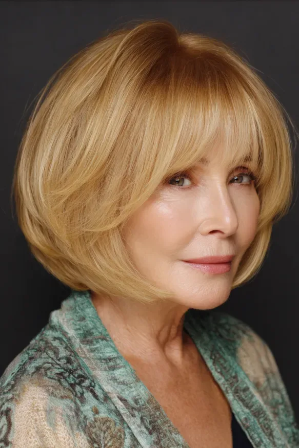 26 Stylish Hairstyles for Women Over 40 With Bangs That Look Fresh and Modern 23 Short Flipped-Out Bob With Bangs