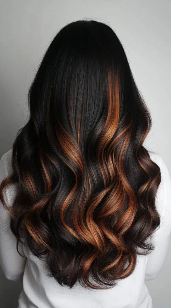 Long Curls with Caramel Highlights