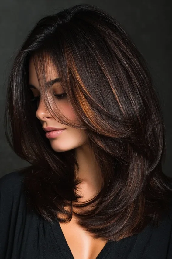 Soft Layers with Fiery Brown Highlights