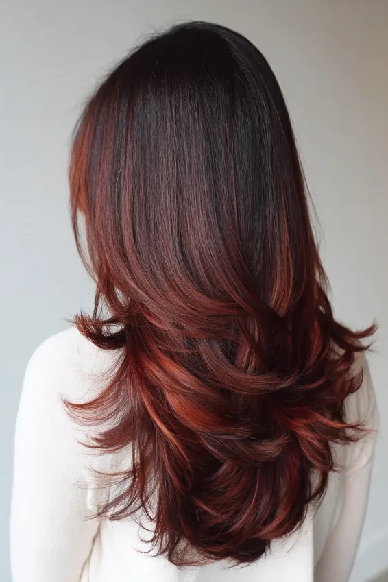 Layered Cut with Copper-Brown Ends