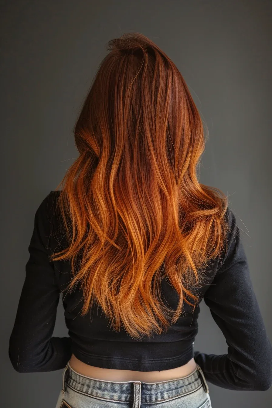 Dark Brunette Waves with Copper Ribbons
