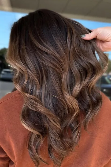 Toffee Swirl Balayage on Mocha Brunette