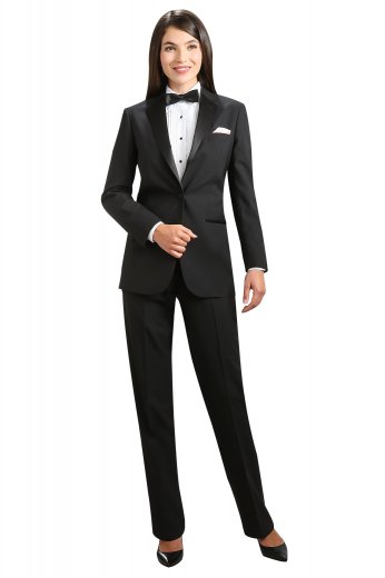 Black Tuxedo Suit with a Bow Tie and Straight Trousers