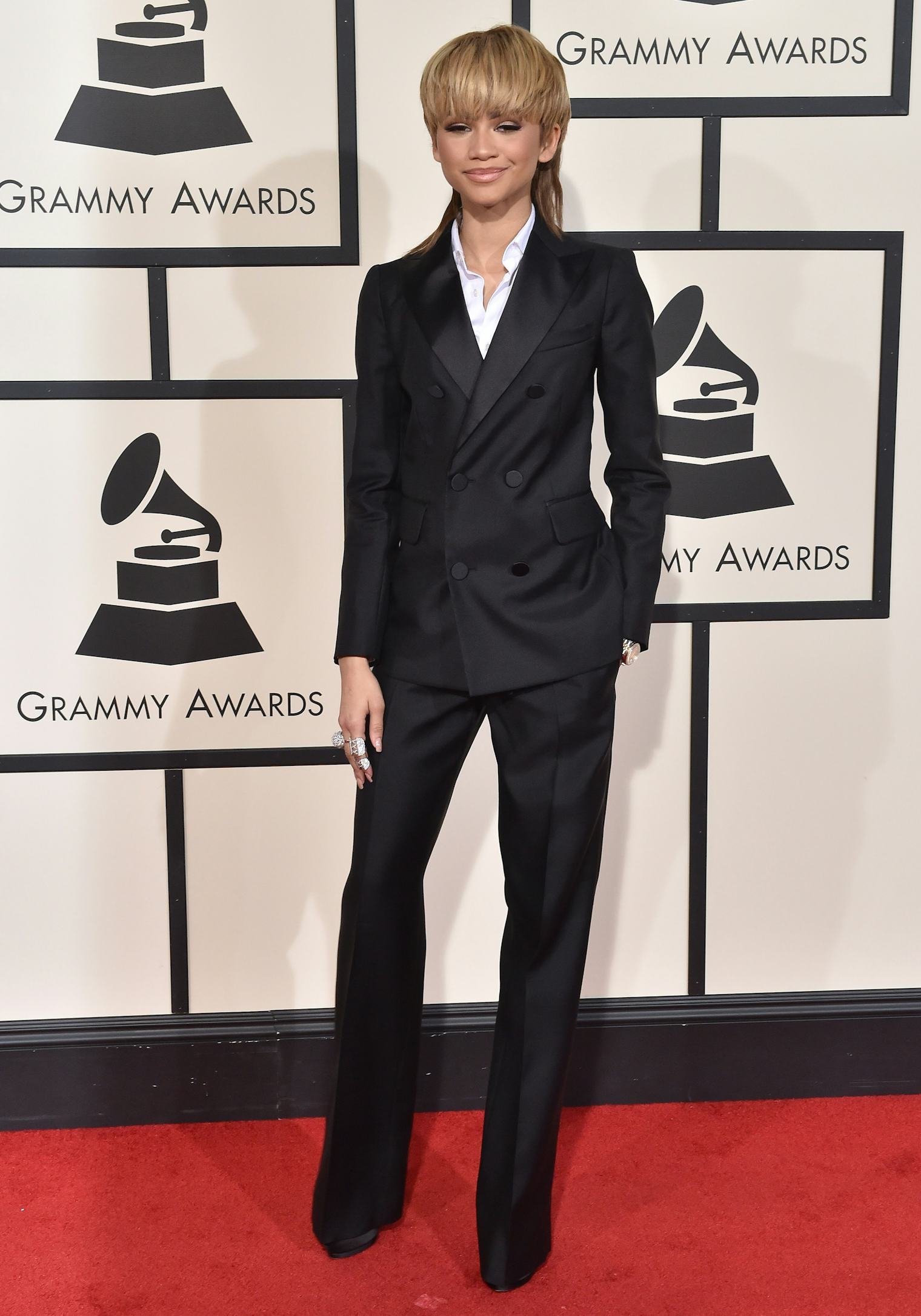 Black Double-Breasted Tuxedo Suit with Flared Trousers