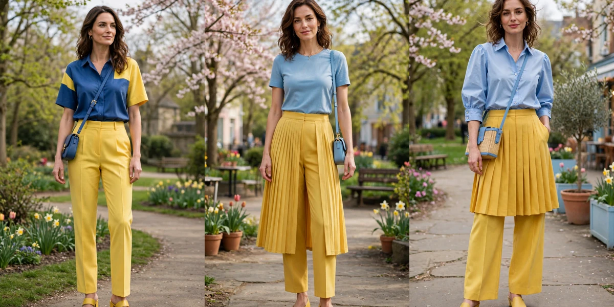 50 Blue and Yellow Colour Block Outfits for April Weekends That Are Fresh, Chic and Easy to Wear