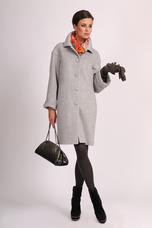 Grey Coat, Brown Leather Gloves and an Orange Scarf