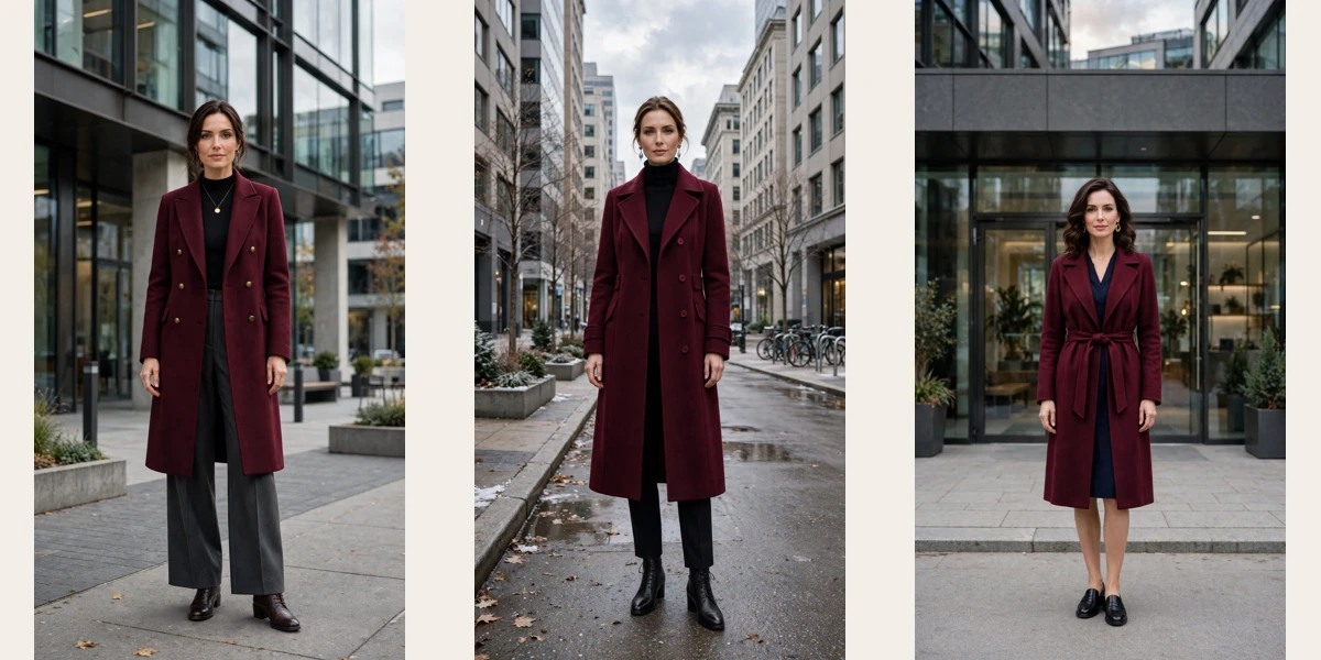 25 Burgundy Coat Outfits for Winter Office Days That Are Chic, Warm and Elegant