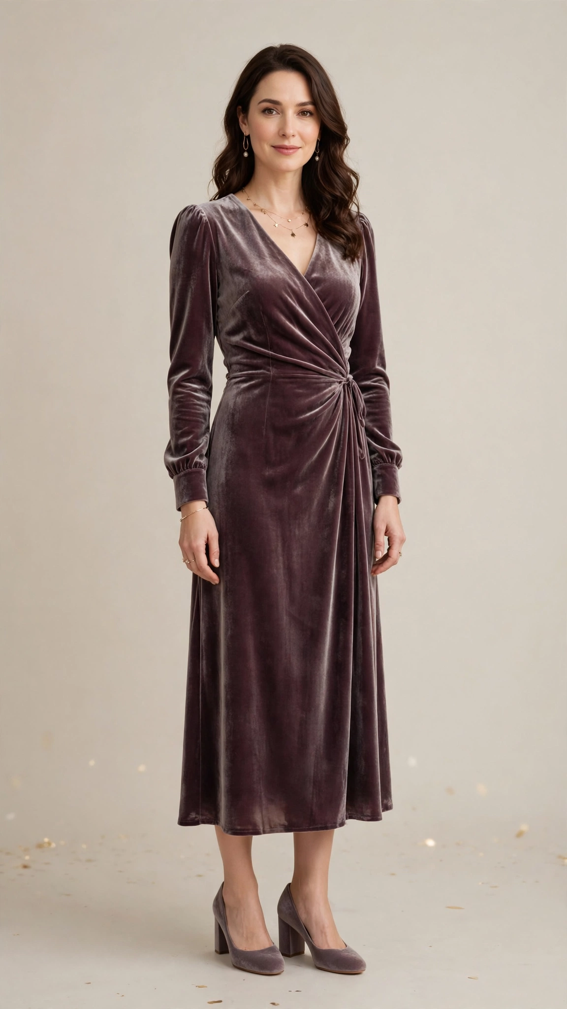 Burgundy Velvet Dress Outfit 8
