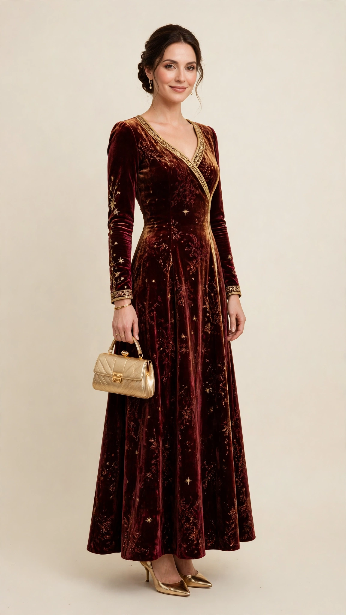 Burgundy Velvet Dress Outfit 11