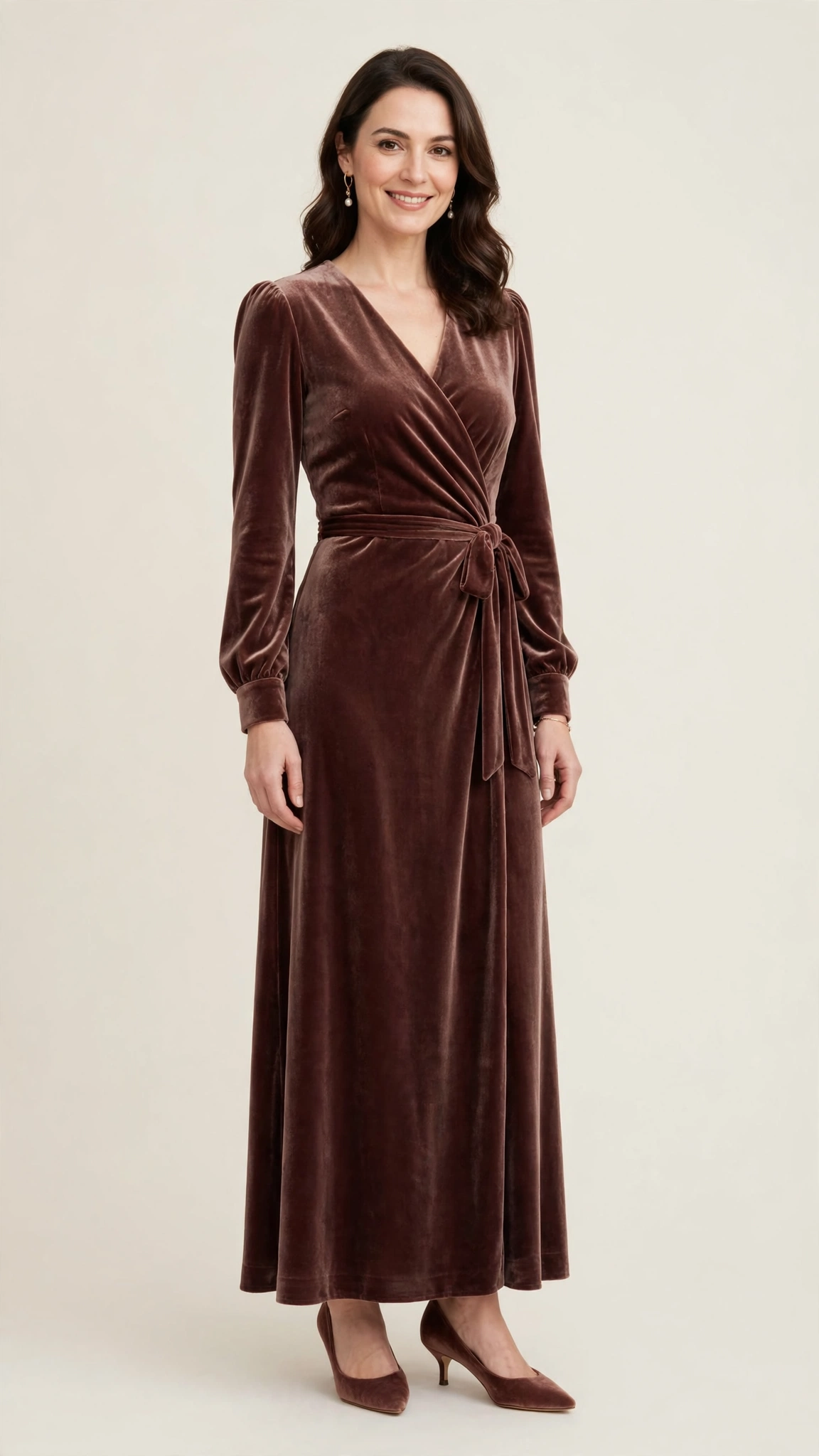 Burgundy Velvet Dress Outfit 19