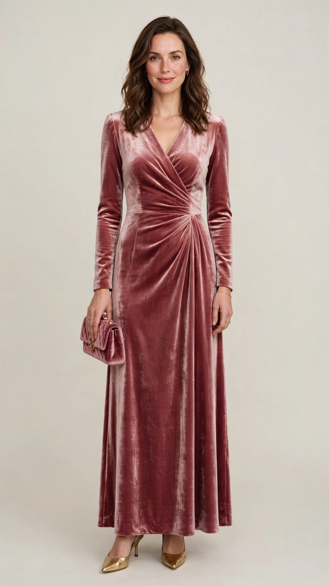 Burgundy Velvet Dress Outfit 21