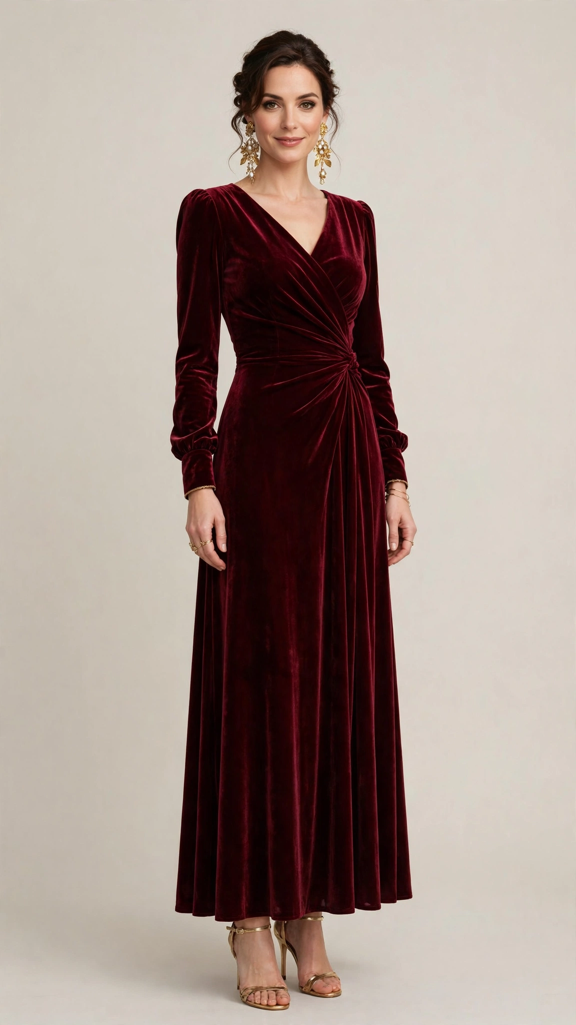 Burgundy Velvet Dress Outfit 25