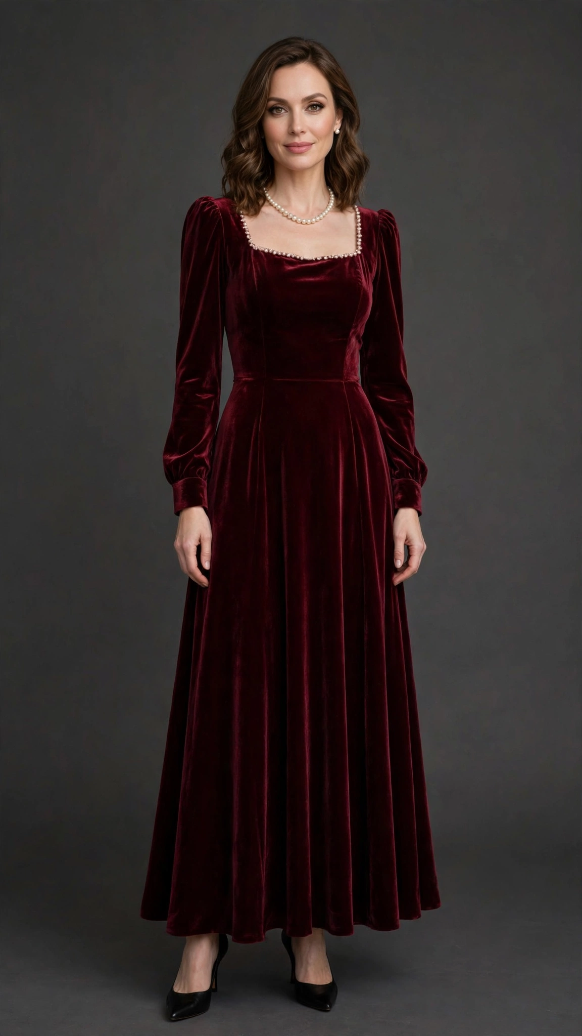 Burgundy Velvet Dress Outfit 28