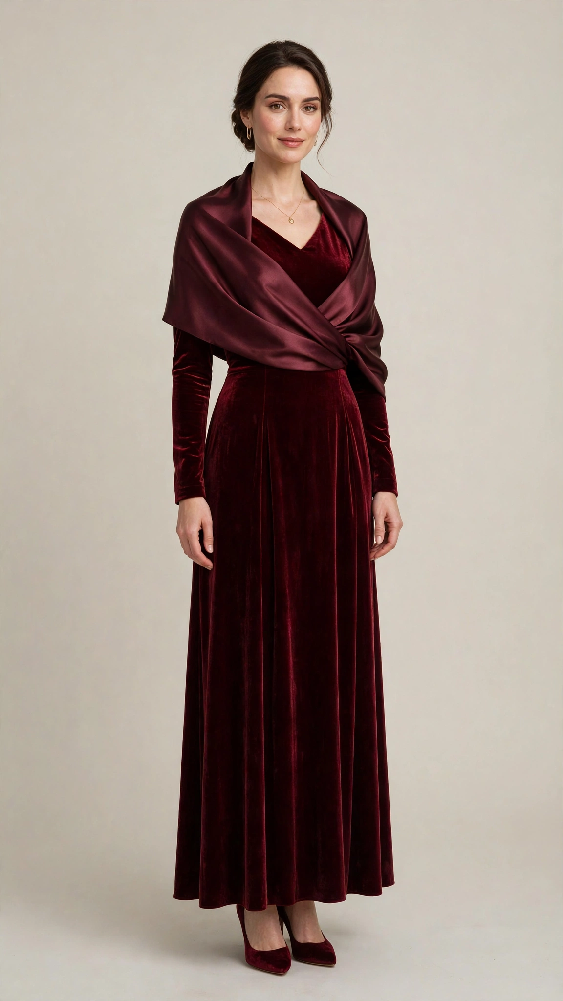 Burgundy Velvet Dress Outfit 29