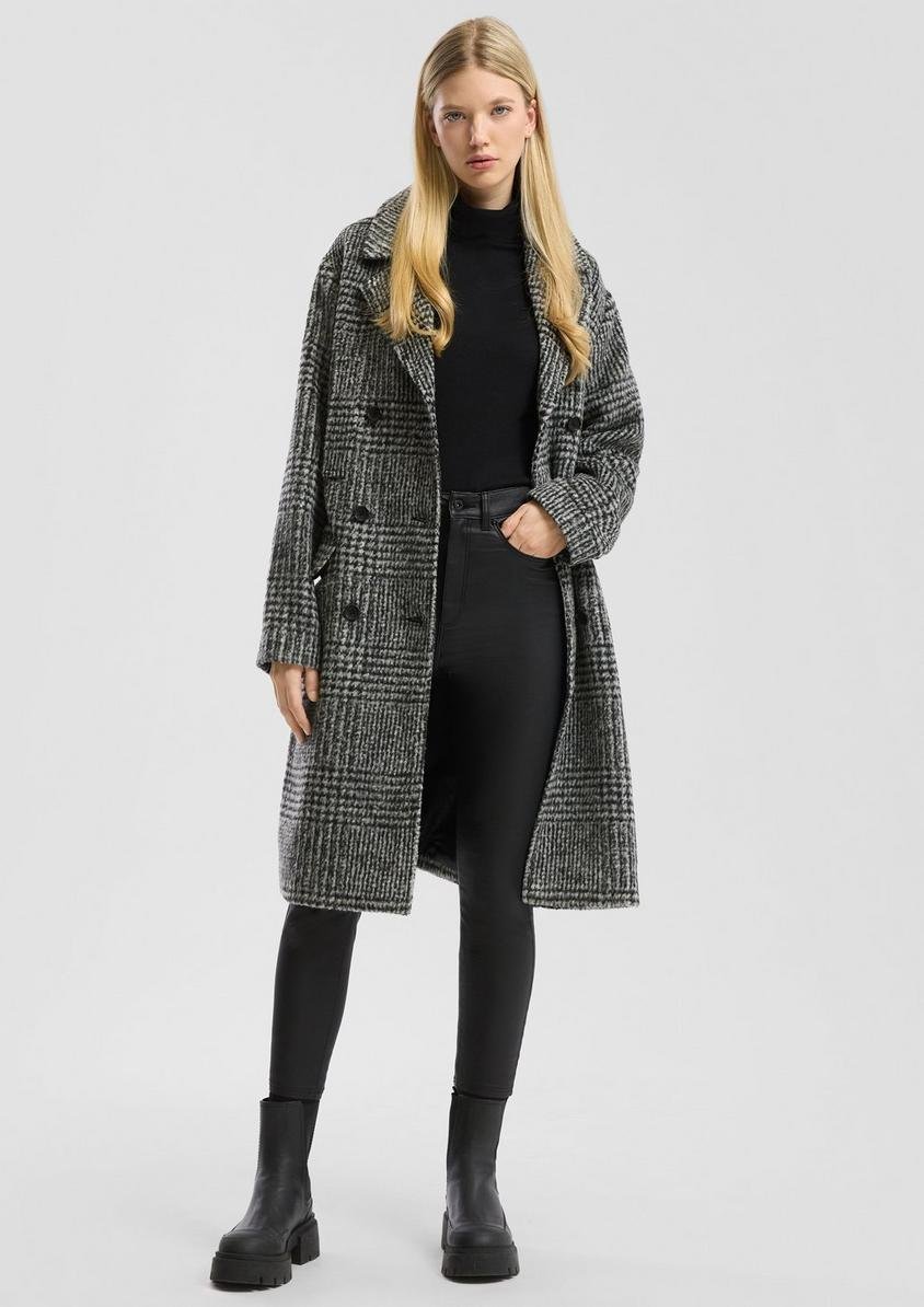 Checked Wool Coat With Black Jeans and Ankle Boots