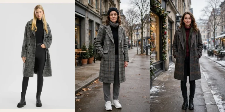 40 Checked Wool Coat Outfits for Winter Travel That Are Chic, Warm and Elegant featured