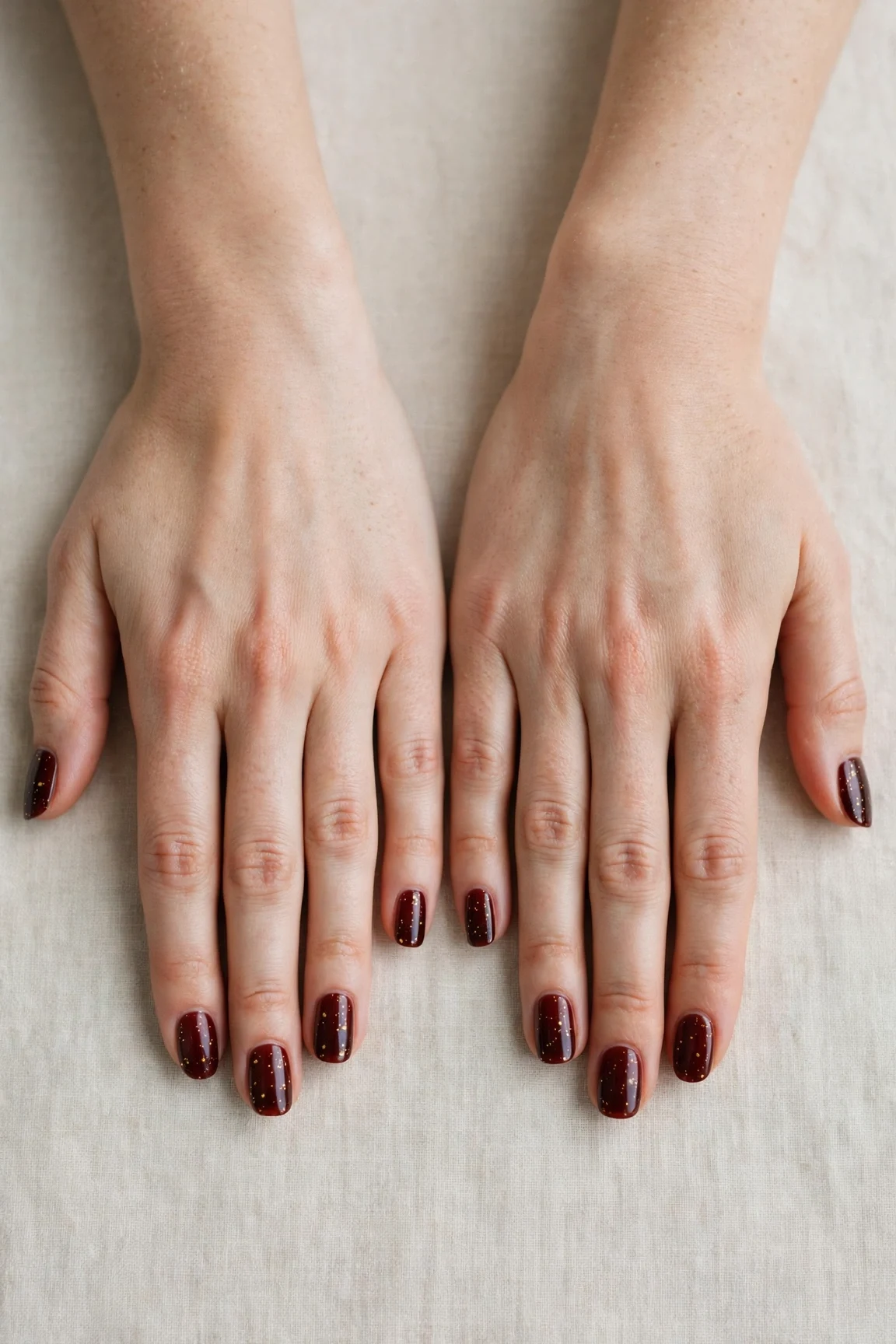20 Cherry Cola Glossy Nails For Deep Winter Evenings That Are Chic, Warm and Elegant 18 Squoval Cherry Cola Glossy Nails with a sheer jelly finish and tiny gold dots