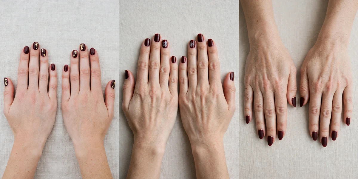 50 Cherry Cola Velvet Finish Nails For Cold Weather Parties That Are Chic, Warm and Elegant