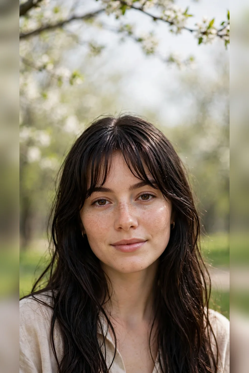 Curtain Bang Hairstyles With a Wet-Look Finish