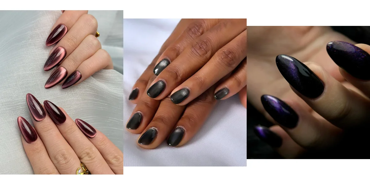 20 Dark Cat Eye Almond Nails for Women in Their 30s for Office Winter Looks