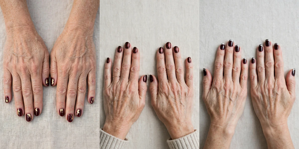 40 Dark Cherry Velvet Short Nails For Women Over 50 For Christmas Gatherings That Are Chic, Warm and Elegant