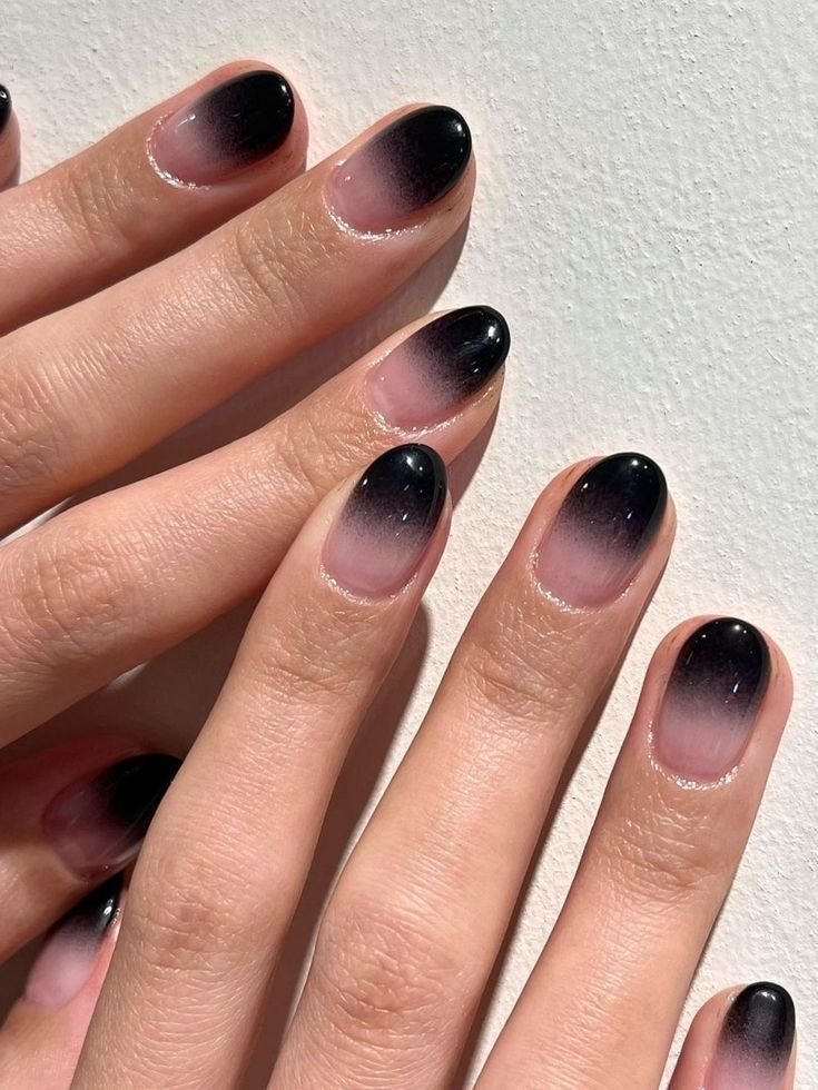 50 Dark Jelly Gradient Nails for Winter Evening Events That Are Deep, Glossy and Made for the Night 2 Black Pink Jelly Gradient Oval Nails for Winter Evening Events