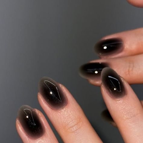 50 Dark Jelly Gradient Nails for Winter Evening Events That Are Deep, Glossy and Made for the Night 3 Black Jelly Almond Nails for Winter Evening Events