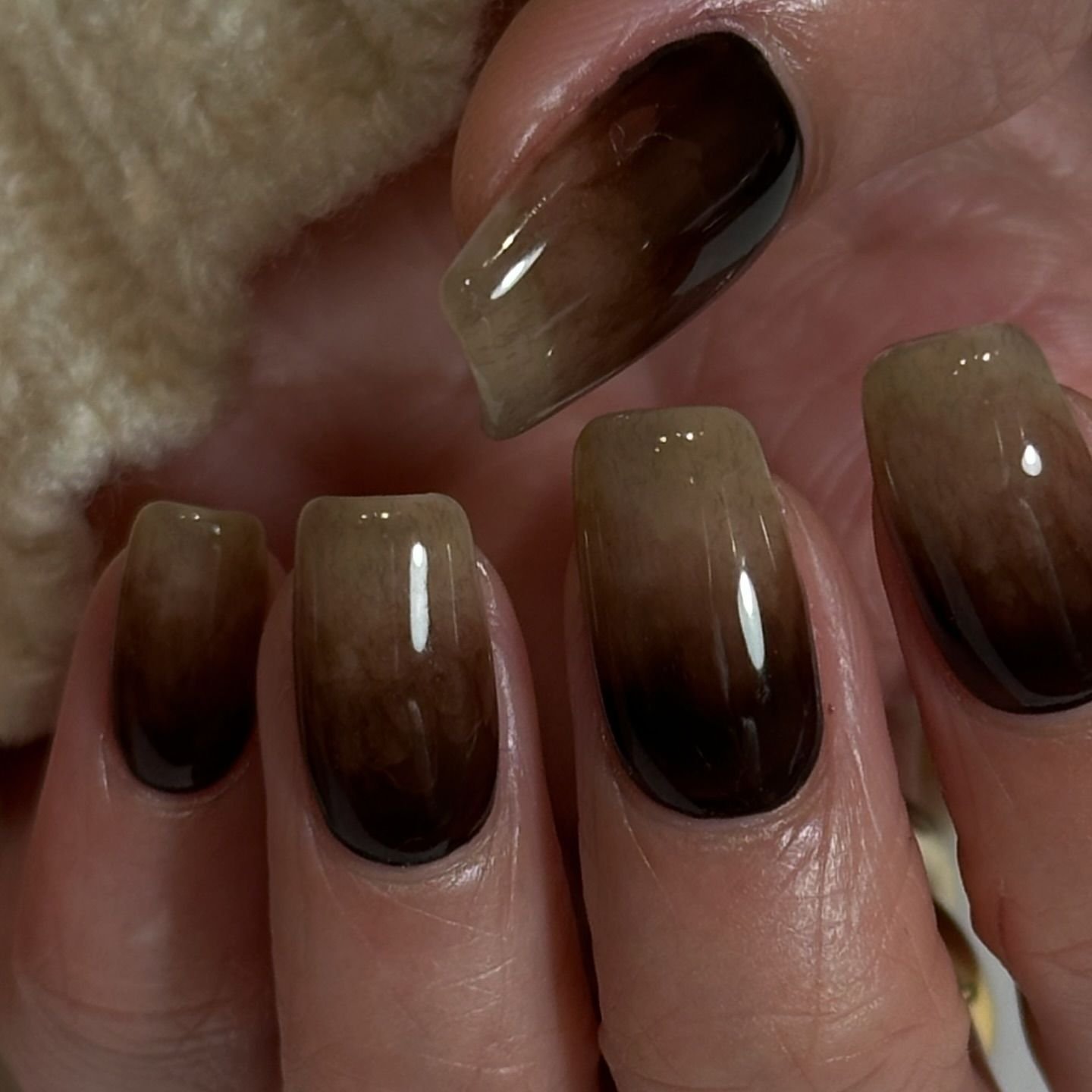 50 Dark Jelly Gradient Nails for Winter Evening Events That Are Deep, Glossy and Made for the Night 8 Black Brown Jelly Gradient Square Nails for Winter Evening Events