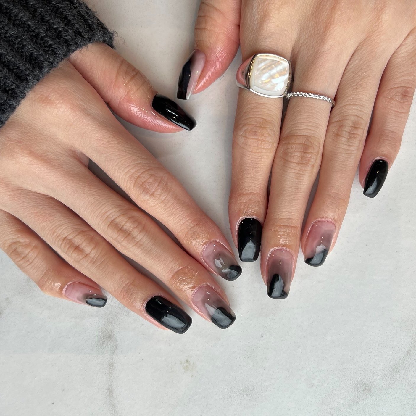 50 Dark Jelly Gradient Nails for Winter Evening Events That Are Deep, Glossy and Made for the Night 9 Black Jelly Gradient Almond Nails for Winter Evening Events