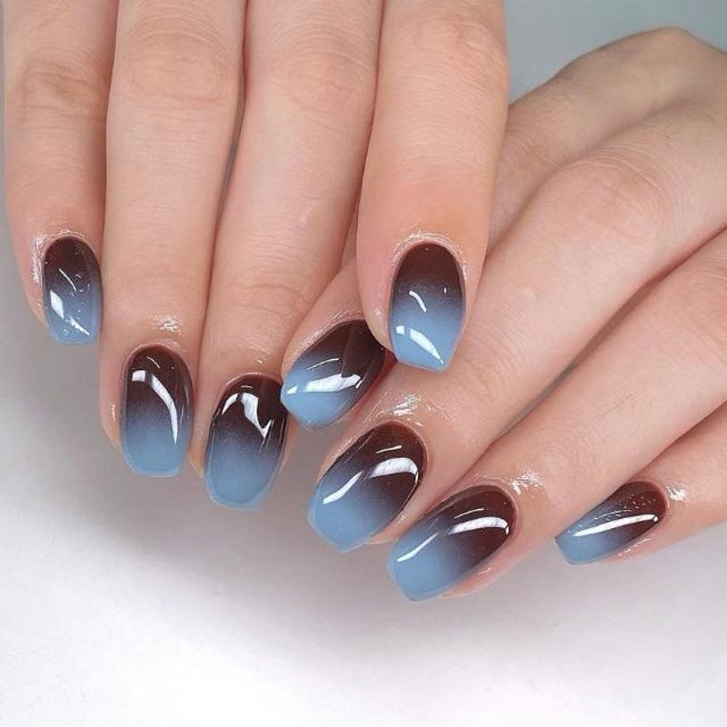 50 Dark Jelly Gradient Nails for Winter Evening Events That Are Deep, Glossy and Made for the Night 13 Black Blue Jelly Gradient Oval Nails for Winter Evening Events