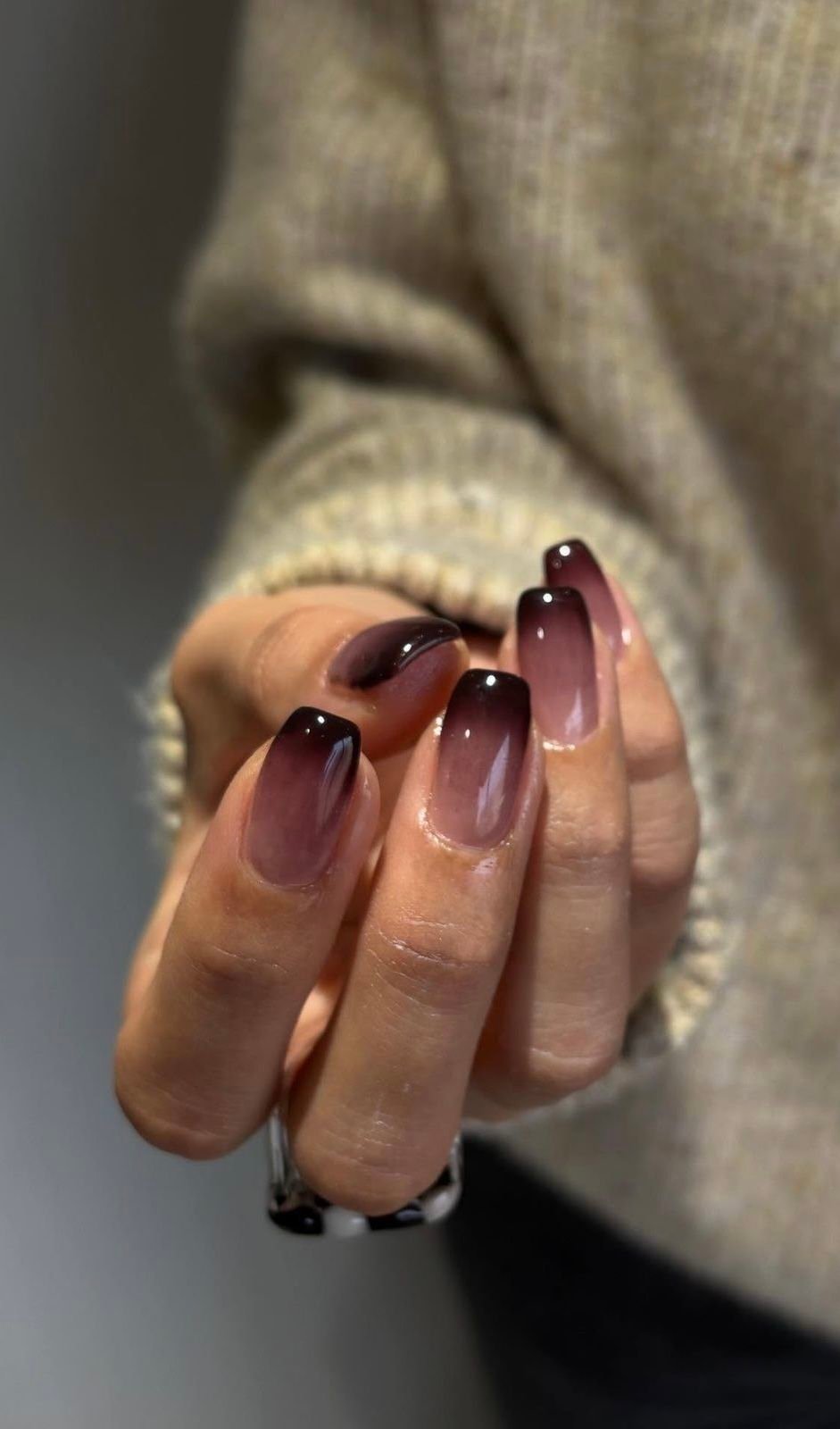 50 Dark Jelly Gradient Nails for Winter Evening Events That Are Deep, Glossy and Made for the Night 17 Black Burgundy Jelly Gradient Almond Nails for Winter Evening Events
