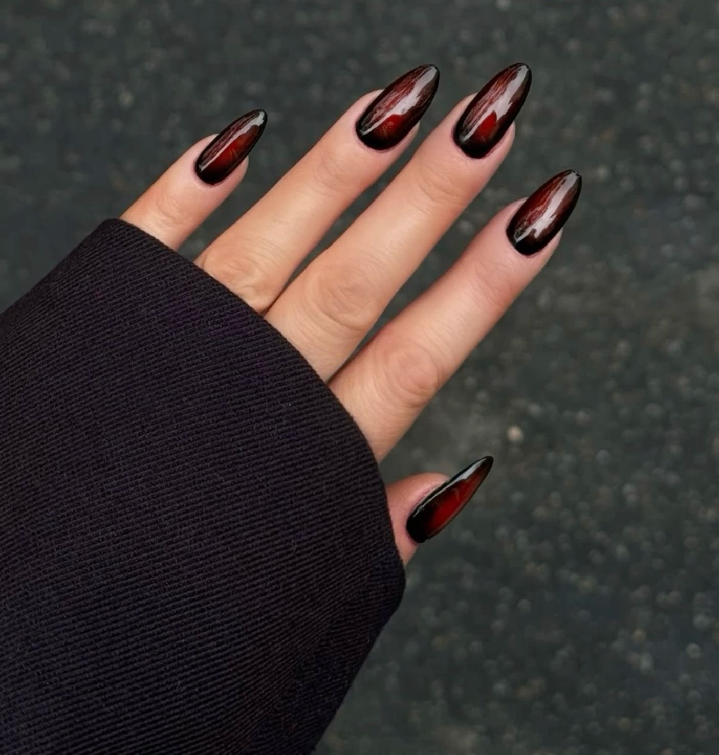 50 Dark Jelly Gradient Nails for Winter Evening Events That Are Deep, Glossy and Made for the Night 22 Dark Cherry Jelly Gradient Almond Nails for Winter Evening Events