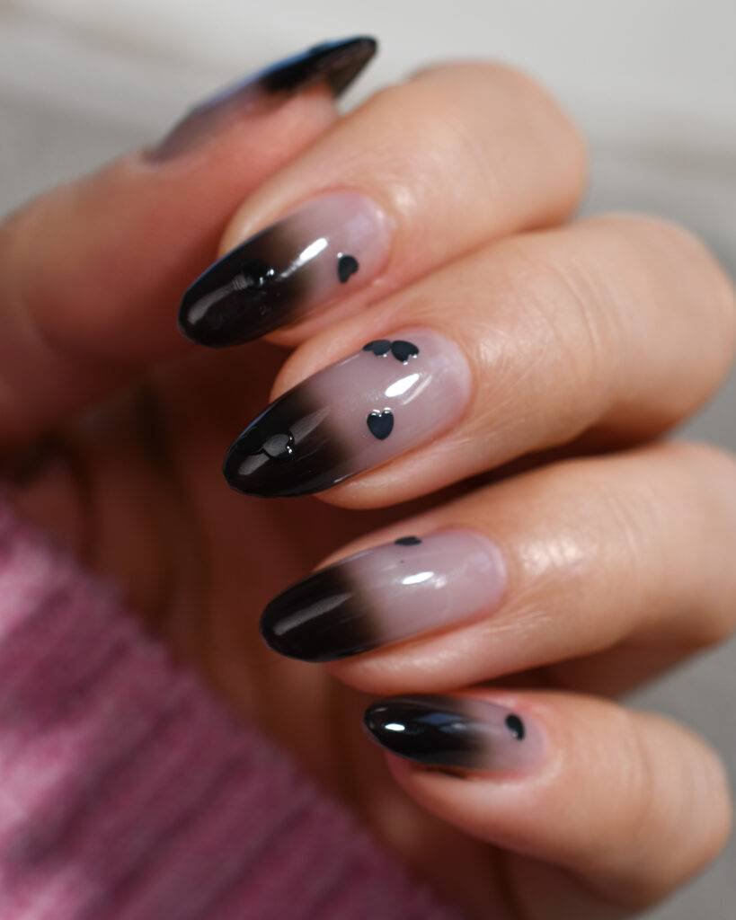 50 Dark Jelly Gradient Nails for Winter Evening Events That Are Deep, Glossy and Made for the Night 35 Black Jelly Gradient Almond Nails with Dot Accents for Winter Evening Events