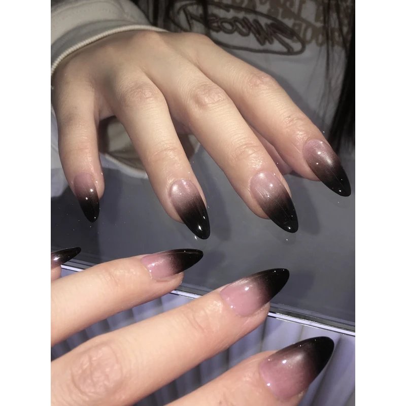 50 Dark Jelly Gradient Nails for Winter Evening Events That Are Deep, Glossy and Made for the Night 37 Black Pink Jelly Gradient Stiletto Nails for Winter Evening Events