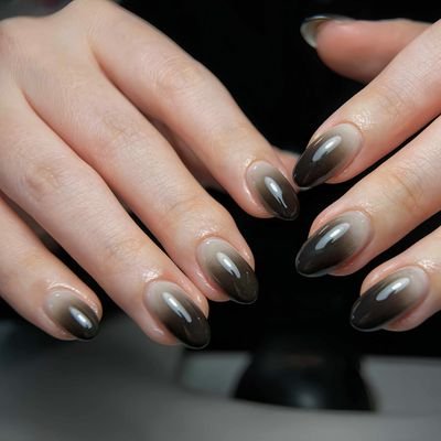 50 Dark Jelly Gradient Nails for Winter Evening Events That Are Deep, Glossy and Made for the Night 38 Black Brown Jelly Gradient Oval Nails for Winter Evening Events