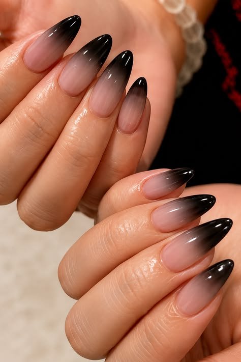 50 Dark Jelly Gradient Nails for Winter Evening Events That Are Deep, Glossy and Made for the Night 40 Black Jelly Gradient Almond Nails for Winter Evening Events