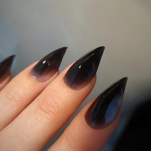 50 Dark Jelly Gradient Nails for Winter Evening Events That Are Deep, Glossy and Made for the Night 42 Black Jelly Gradient Stiletto Nails for Winter Evening Events